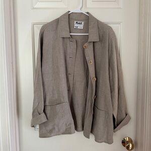 Flax Tan Linen Button-Up Jacket